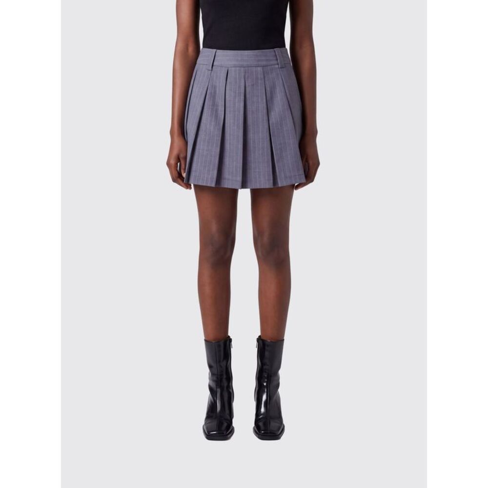 Dunst Women Dunst Striped Pleated Cri�Pe Mini Skirt With Mid-Rise Waist